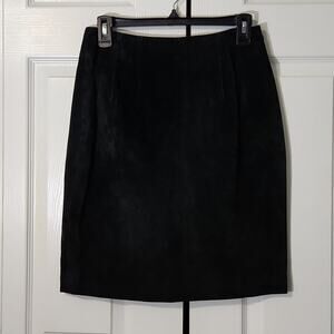 Vintage‎ G-III Womens Black Suede Leather Knee Length Skirt Size 6 Zip Back